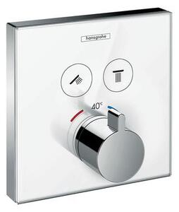 Hansgrohe Shower Select Glass - Termostatická batéria pod omietku na 2 spotrebiče, biela/chróm 15738400
