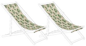 Sada 2 náhradných poťahov na záhradné ležadlo polyester 113 x 44 cm so vzorom kvetov