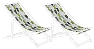Sada 2 náhradných poťahov na záhradné ležadlo polyester 113 x 44 cm so vzorom listov