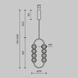 LED závesné svietidlo AMULET, 28 x 57 cm, zlatá farba, kov/sklo, Mosadz / zlato, Obývacia izba / jedáleň, kov, Moderný, Závesné svietidlo