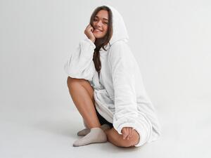 XPOSE® Mikroplyšová mikinová deka s barančekom - biela