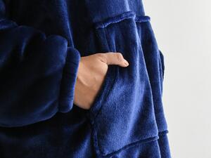 XPOSE® Mikroplyšová mikinová deka s barančekom - tmavo modrá