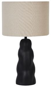 Stolová lampa čierny keramický podstavec 30 x 30 x 51 cm béžové látkové tienidlo nočné svetlo minimalistická spálňa obývačka