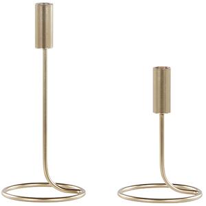 Sada 2 svietnikov zlatá kovová kruhový podstavec moderná dekorácia minimalistický dizajn