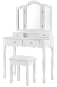 Juskys Toaletný stolík "Emma" biely so zrkadlom a stoličkou