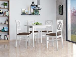 Okrúhly stôl so 4 stoličkami Mirjan Axel (Biela + žltá). Vlastná spoľahlivá doprava až k Vám domov. 1070264