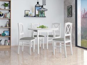 Okrúhly stôl so 4 stoličkami - AL55, Morenie: biela, Poťahové látky: 26x - Kronos 22 Mirjan24 5902928237733