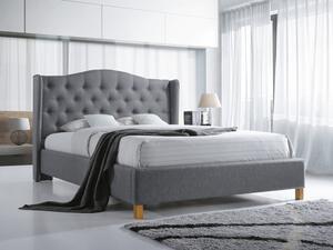 Sivá čalúnená posteľ ASPEN 180 x 200 cm
