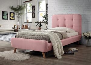 Čalúnená posteľ TIFFANY 90 x 200 cm farba ružová / dub