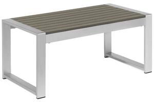 Vonkajší konferenčný stolík tmavosivý hliníkový 90 x 50 cm kovový rám vrchná doska zo syntetického materiálu moderný minimalistický