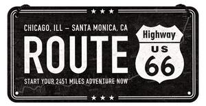 Plechová ceduľa Route 66 - Chicago - Santa Monica, (20 x 10 cm)