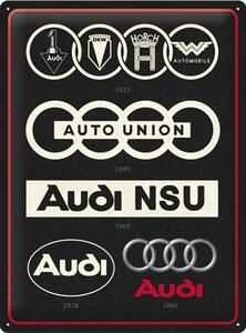 Plechová ceduľa Audi - Logos, 30 × 40 cm
