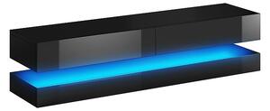 Signal Skrinka pod TV COSMO matná čierna / čierny lesk LED modrá