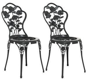 Bistro stoličky 2 ks odlievaný hliník čierne