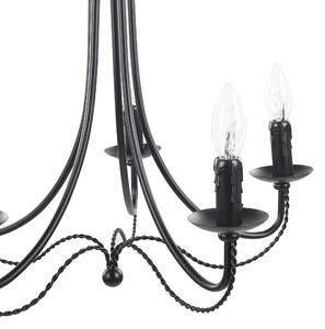 Závesná lampa čierny kov 117 cm lakovaná povrchová úprava 5 svetiel viktoriánsky štýl vintage obývacia izba jedáleň