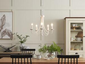 Závesná lampa biely kov 117 cm lakovaná povrchová úprava 5 svetiel viktoriánsky štýl vintage obývacia izba jedáleň