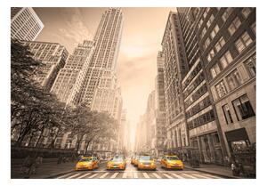 Fototapeta taxíky v sépiovom odtieni - New York taxi: sepia