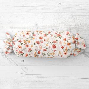 Biante Vankúš valec bonbon Sandra SA-731 Červený kvetovaný vzor na bielom 15x40 cm