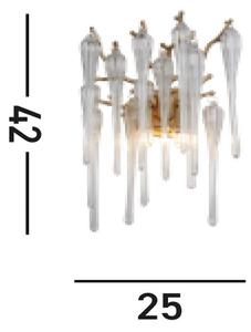 Nástenné svetlo Heritage, šírka 25 cm, zlatá farba/číra, sklo, Jasné / priehľadné, Obývacia izba / jedáleň, Sklo, Nástenné svietidlo