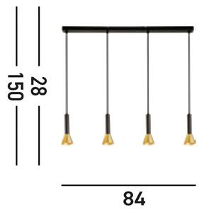 Závesné svietidlo Signal, dĺžka 84 cm, čierna/zlatá farba, kov, Čierna, Obývacia izba / jedáleň, kov, Závesné svietidlo