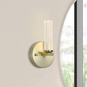 LED nástenné svetlo do kúpeľne Aberdeen, výška 24 cm, mosadzno-farbený kov, Mosadz / zlato, Kúpeľňa, kov, Nástenné svietidlo