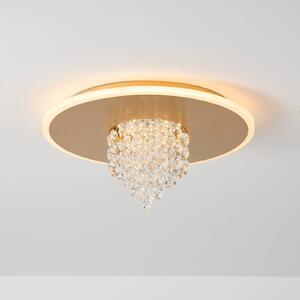 Stropné LED svetlo Deluge, zlatá farba, Ø 32 cm, kov/akryl, Mosadz / zlato, Obývacia izba / jedáleň, kov, Závesné svietidlo
