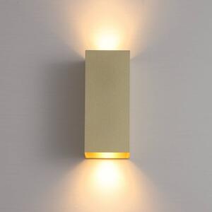 Nástenné svetlo London Square, zlatá farba, výška 15 cm, 2-pl., Mosadz / zlato, Obývacia izba / jedáleň, Hliník, Moderný, Nástenné svietidlo