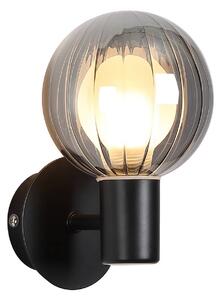 Searchlight Kúpeľňové nástenné svetlo Lumisphere, čierna/dymovo sivá, výška 12 cm, sklo, Čierna, Kúpeľňa, Sklo, Nástenné svietidlo