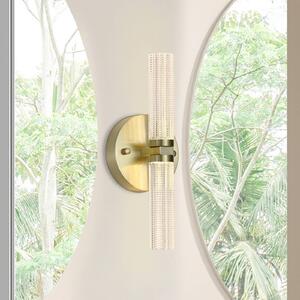 LED nástenné svetlo do kúpeľne Aberdeen, výška 34 cm, mosadzová farba, 2-pl., Mosadz / zlato, Kúpeľňa, kov, Nástenné svietidlo