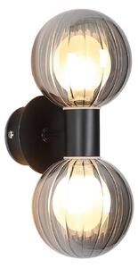 Kúpeľňové nástenné svetlo Lumisphere, čierna/dymovo sivá, výška 28 cm, 2-pl., Čierna, Kúpeľňa, Sklo, Nástenné svietidlo