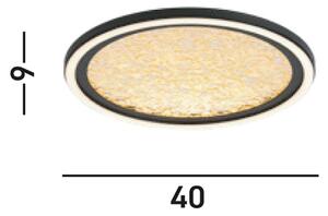 Stropné LED svetlo Luna, Ø 40 cm, čierna/zlatá farba, kov, Čierna, Obývacia izba / jedáleň, kov, Závesné svietidlo