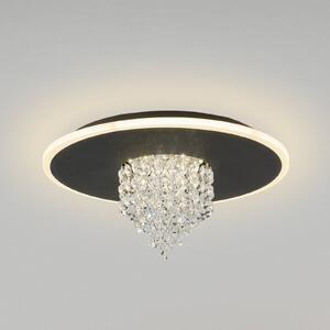 Stropné LED svetlo Deluge, čierne, Ø 32 cm, kov/akryl, Čierna, Obývacia izba / jedáleň, kov, Závesné svietidlo