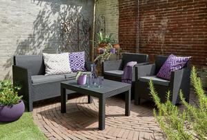 Záhradný set AUSTIN + SMALL TABLE - grafit + sivé podušky