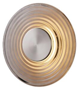 LED nástenné svetlo Cleo, sivá/niklová, Ø 30 cm, sklo, Hliník / sivá / zinok, Obývacia izba / jedáleň, Sklo, Moderný, Nástenné svietidlo