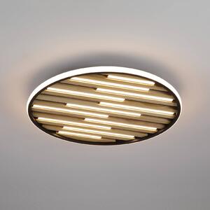 Stropné LED svetlo Equalise, Ø 49 cm, čierne/svetlo hnedé, kov, Čierna, Obývacia izba / jedáleň, kov, Závesné svietidlo