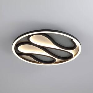 Stropné LED svetlo Zendisc, motív kvapky, Ø 39 cm, čierne, Čierna, Obývacia izba / jedáleň, kov, Moderný, Závesné svietidlo