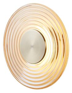 LED nástenné svetlo Cleo, jantárová/mosadzová farba, Ø 30 cm, sklo, Krémová / jantárovo žltá, Obývacia izba / jedáleň, Sklo, Moderný, Nástenné svietidlo