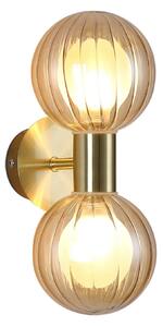 Kúpeľňové nástenné svetlo Lumisphere, krémová/mosadz, výška 28 cm, 2-pl., Mosadz / zlato, Kúpeľňa, Sklo, Nástenné svietidlo