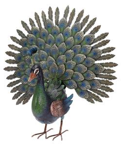 Záhradná kovová figúrka Peacock, 63x65 cm, viacfarebná