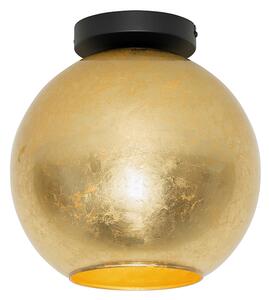 Design plafondlamp zwart met goud glas - Bert