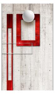 Fototapeta červené rámy na betóne - Concrete: red frames and white knobs