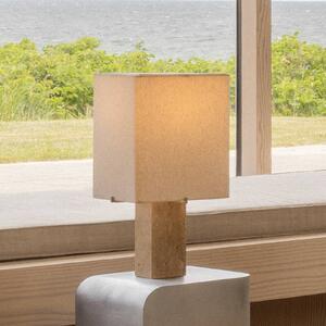 Stolová lampa Audo Nonna, travertínová/piesková farba, výška 49 cm, Krémová / jantárovo žltá, Obývacia izba / jedáleň, Textil / látka / hodváb, Dizajn, Stojacie svietidlo