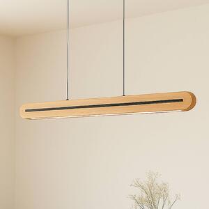 Lucande LED závesné svietidlo Darnor, drevo, dĺžka 100 cm, Svetlé drevo, Obývacia izba / jedáleň, Drevo, Moderný, Závesné svietidlo