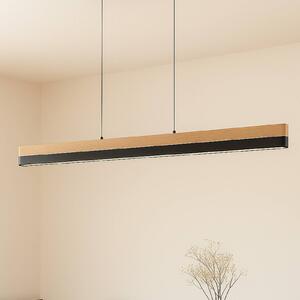 Lucande LED závesné svietidlo Holven, drevo, dĺžka 113 cm, Svetlé drevo, Obývacia izba / jedáleň, Drevo, Moderný, Závesné svietidlo