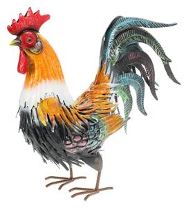 Záhradná kovová figúrka Rooster 1, 40,5 cm, viacfarebná