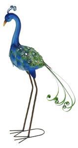Záhradná kovová figúrka Peafowl, 80 cm, modrá