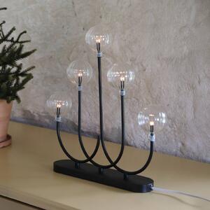 Sviečnik Enys, čierny/číry, železo/sklo, 5-pl., LED, Čierna, Obývacia izba / jedáleň, kov