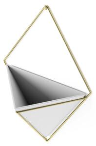 Umbra - Závesný nástenný kvetináč Trigg - biela / mosadz - 39x22x10 cm