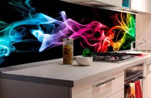 Samolepiaca fototapeta do kuchyne farebný dym na čiernom podklade