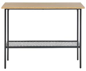 Konzolový stolík svetlé drevo s čiernou MDF kovové nohy 100 x 35 cm prídavná polica škandinávsky dizajn chodba